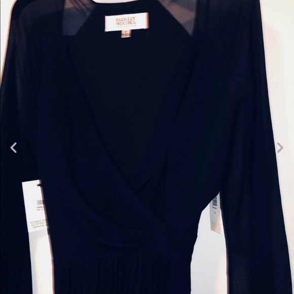 BAGDLEY MISCHKA PLEATED WRAP GOWN NAVY - Picture 5 of 10